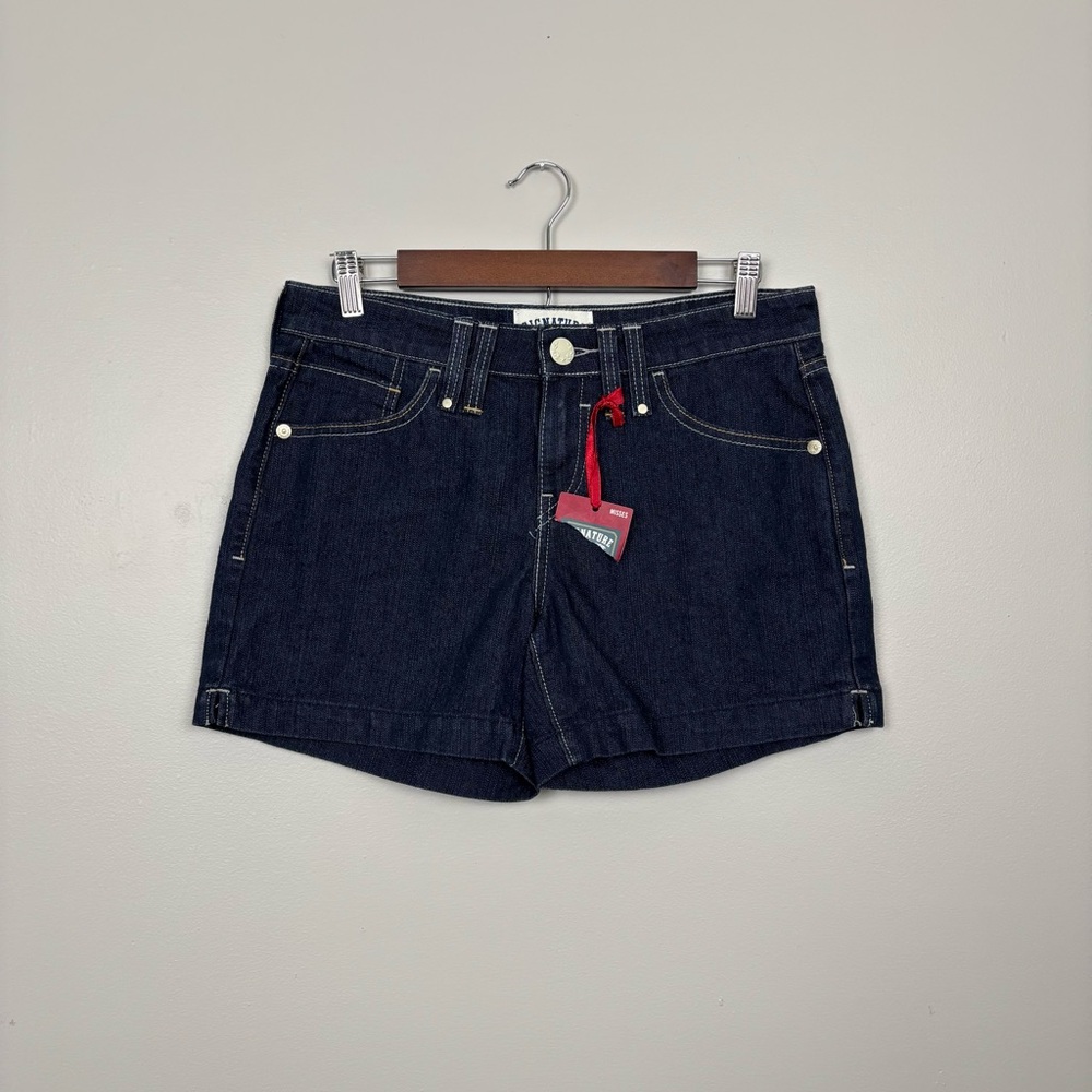 Levi Strauss Signature Shorts Women 4 Blue Ramie Cotton Blend Dark Wash Mid Rise